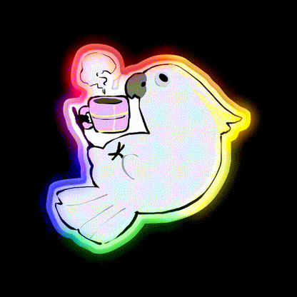 Sulphur Crested Cockatoo Drinking Coffee Led Neon Sign Espresso Bar Art Rgb Color