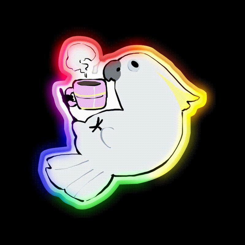 Sulphur Crested Cockatoo Drinking Coffee Led Neon Sign Espresso Bar Art Rgb Color
