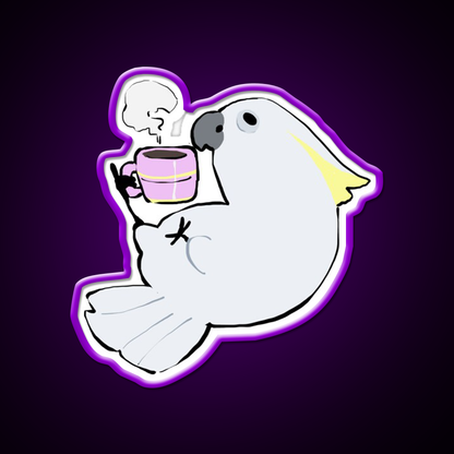Sulphur Crested Cockatoo Drinking Coffee Led Neon Sign Espresso Bar Art Rgb Color