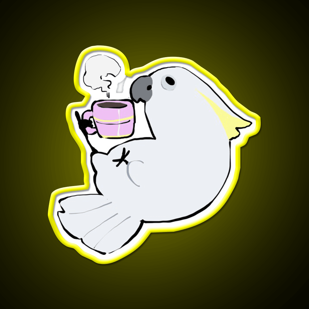 Sulphur Crested Cockatoo Drinking Coffee Led Neon Sign Espresso Bar Art Rgb Color - Shineneon