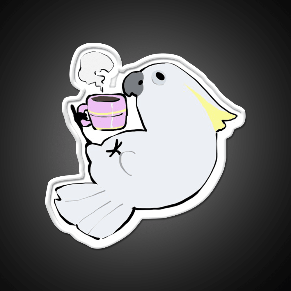 Sulphur Crested Cockatoo Drinking Coffee Led Neon Sign Espresso Bar Art Rgb Color - Shineneon