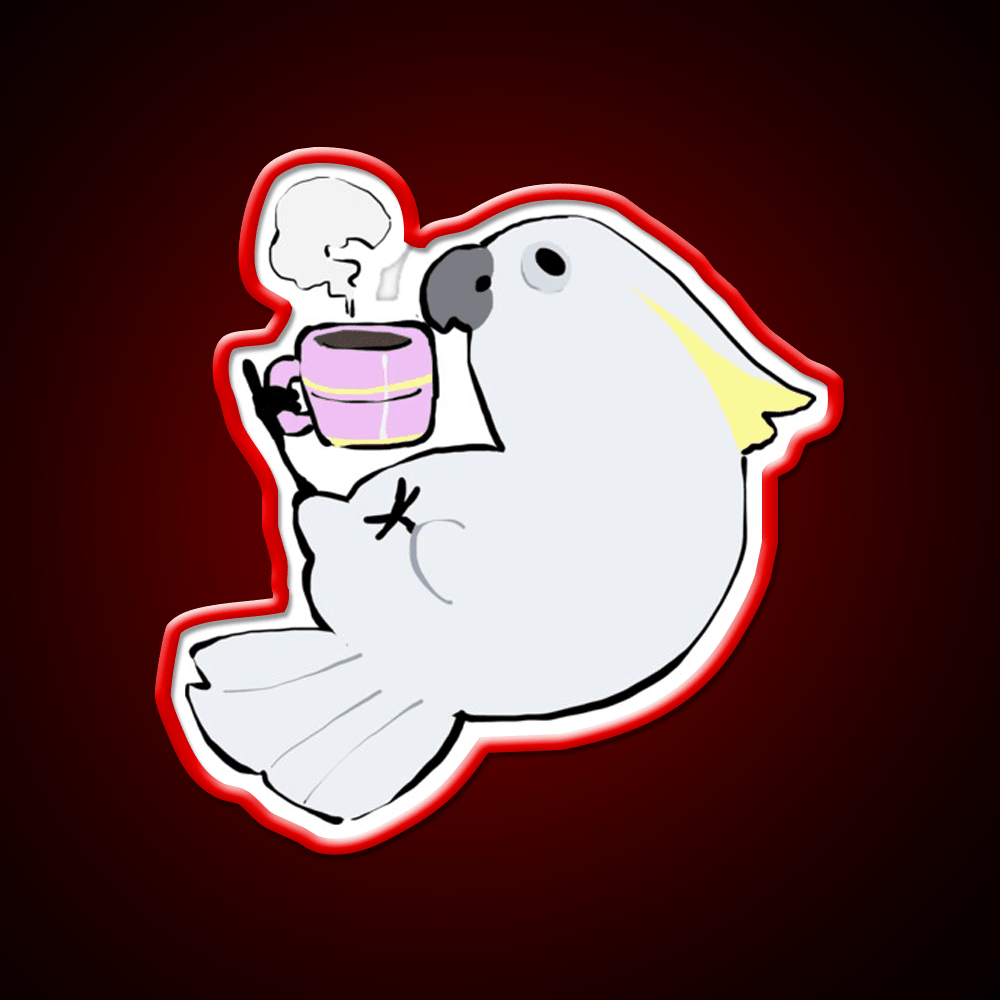 Sulphur Crested Cockatoo Drinking Coffee Led Neon Sign Espresso Bar Art Rgb Color - Shineneon