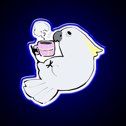 Sulphur Crested Cockatoo Drinking Coffee Led Neon Sign Espresso Bar Art Rgb Color - Shineneon