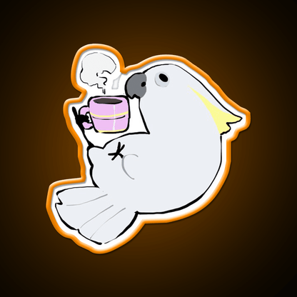 Sulphur Crested Cockatoo Drinking Coffee Led Neon Sign Espresso Bar Art Rgb Color - Shineneon