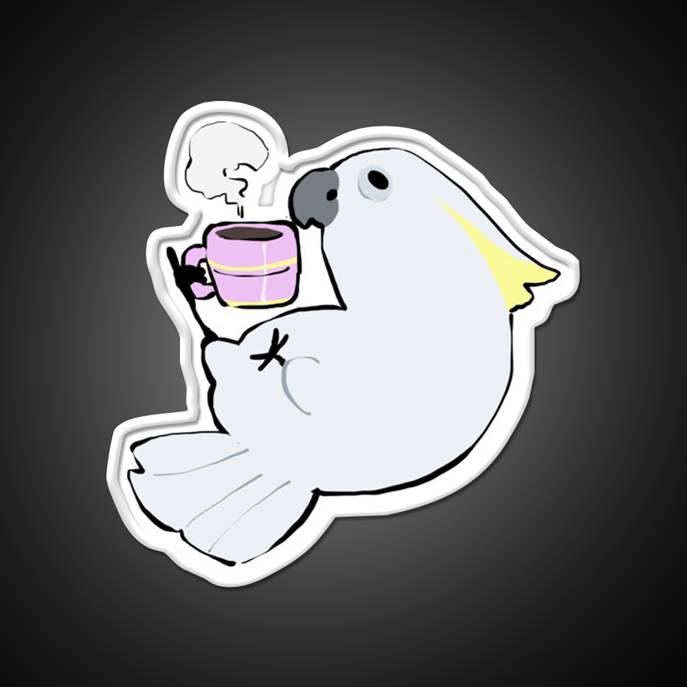 Sulphur Crested Cockatoo Drinking Coffee Led Neon Sign Espresso Bar Art Rgb Color