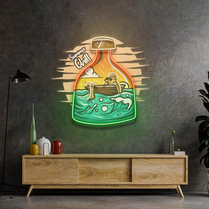 Summer Chill Orange Green Bottle Uv Printed Led Neon Sign Home Decor | Shineneon