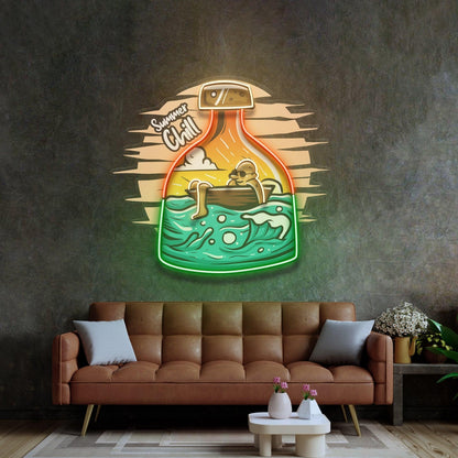 Summer Chill Orange Green Bottle Uv Printed Led Neon Sign Home Decor | Shineneon