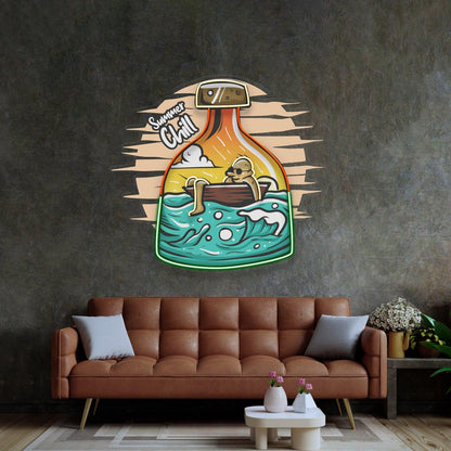 Summer Chill Orange Green Bottle Uv Printed Led Neon Sign Home Decor | Shineneon