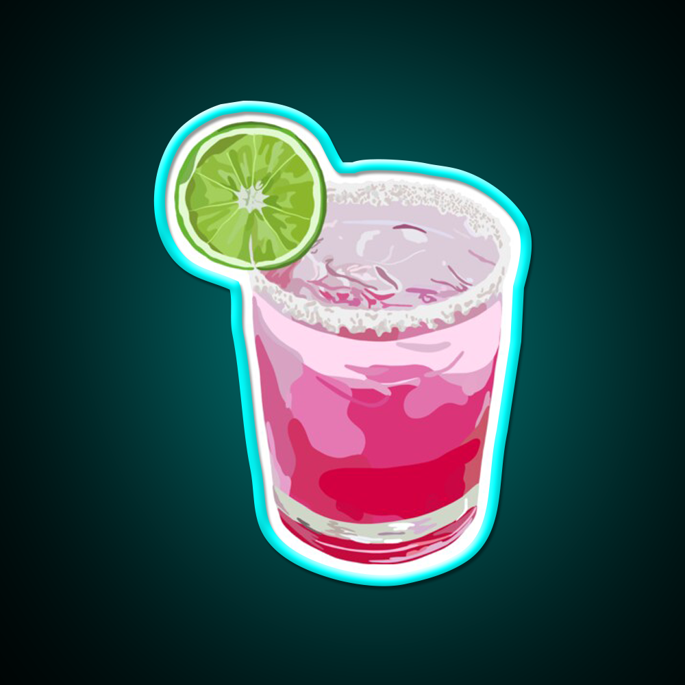 Summer Cocktail Illustration Cocktail Bar Decor Led Neon Sign Rgb Color - Size and dimension reference