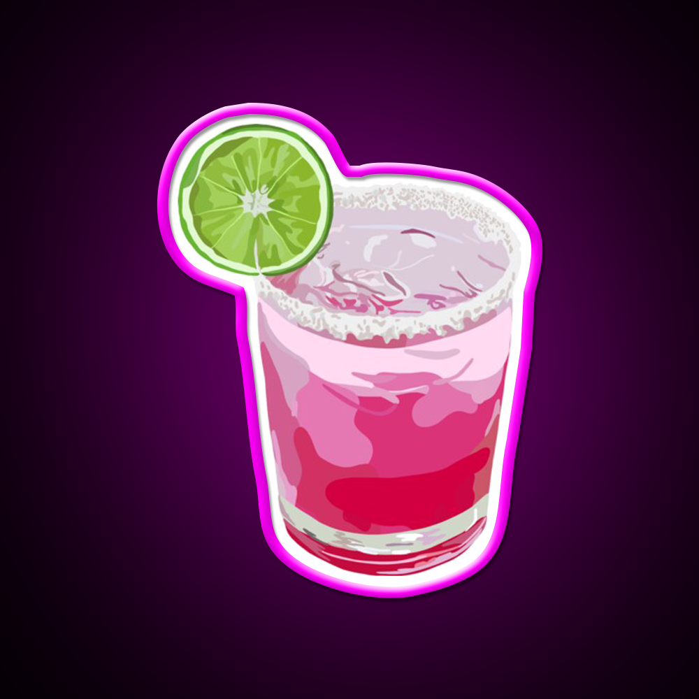 Summer Cocktail Illustration Cocktail Bar Decor Led Neon Sign Rgb Color - Neon sign mounted on wall in room