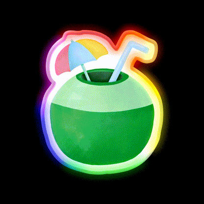 Summer Coconut Nail Salon Led Neon Sign Rgb Color - LED neon sign close-up detail