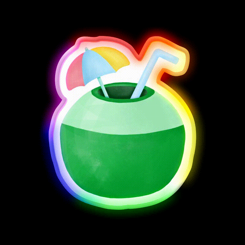 Summer Coconut Nail Salon Led Neon Sign Rgb Color - LED neon sign close-up detail