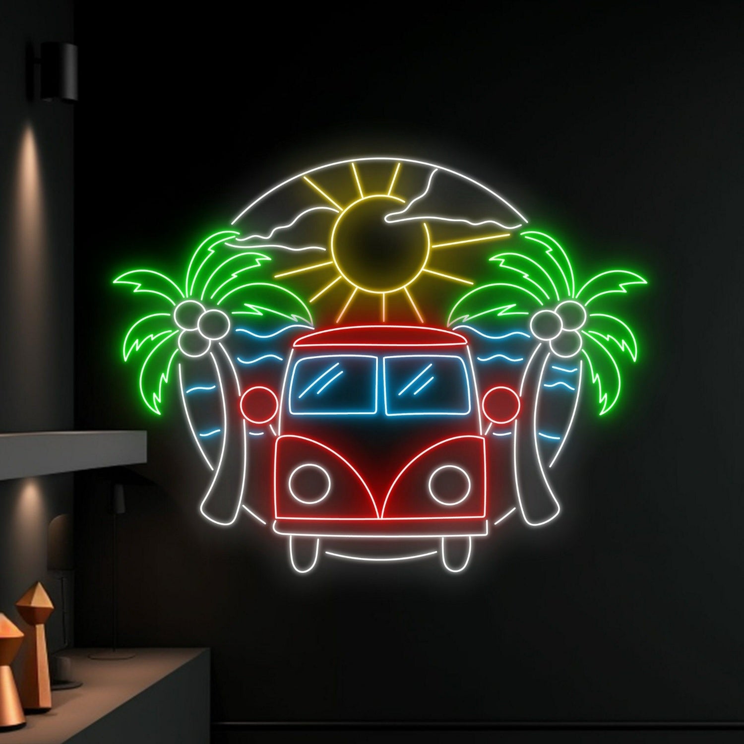 Summer Coconut Tree And Car Led Neon Sign Decor | Shineneon