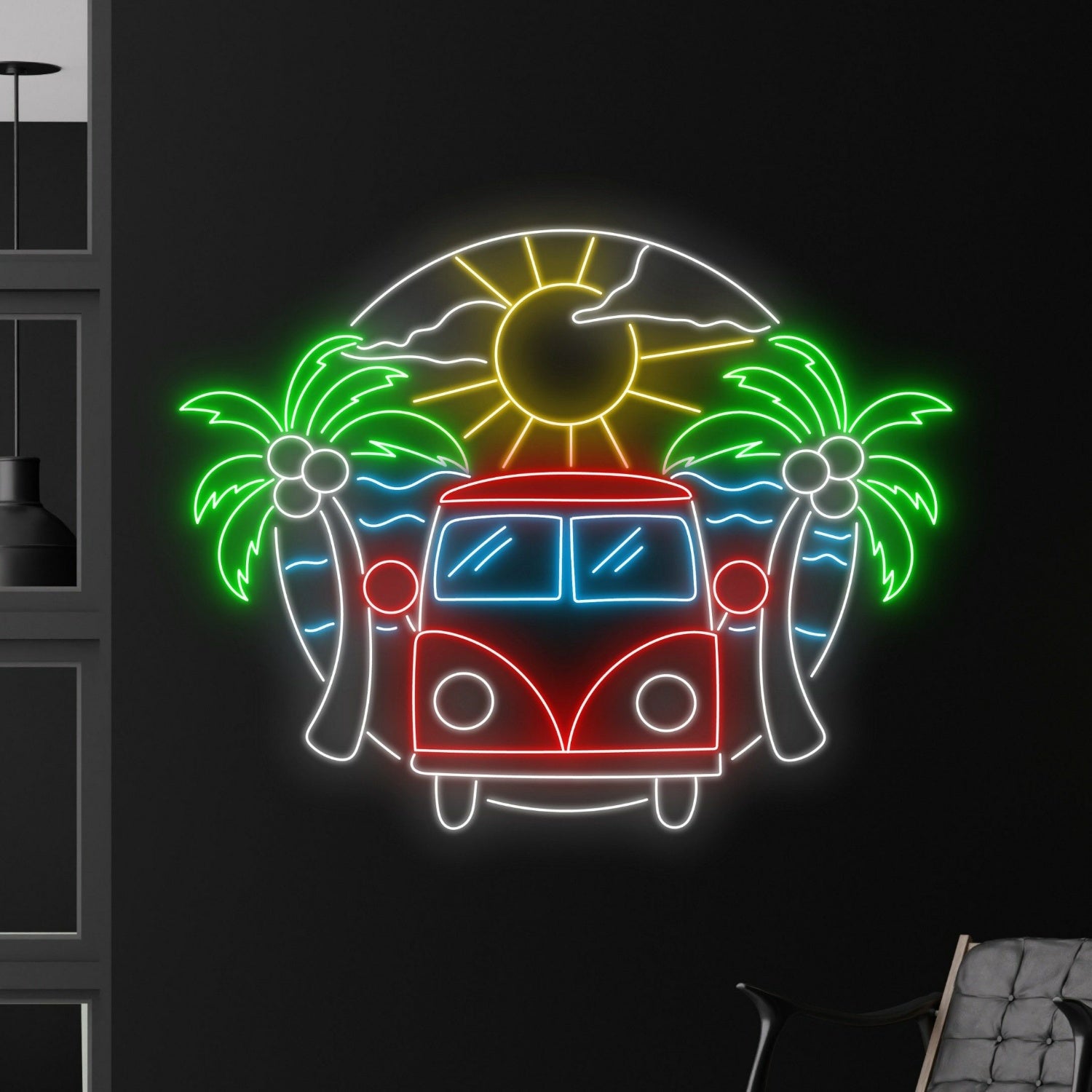 Summer Coconut Tree And Car Led Neon Sign Decor | Shineneon