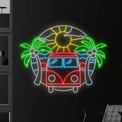 Summer Coconut Tree And Car Led Neon Sign Decor | Shineneon