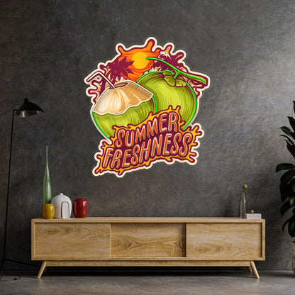 Summer Freshness Coconut Tropical Glow Uv Printed Led Neon Sign For Home Cafe Decor | Shineneon