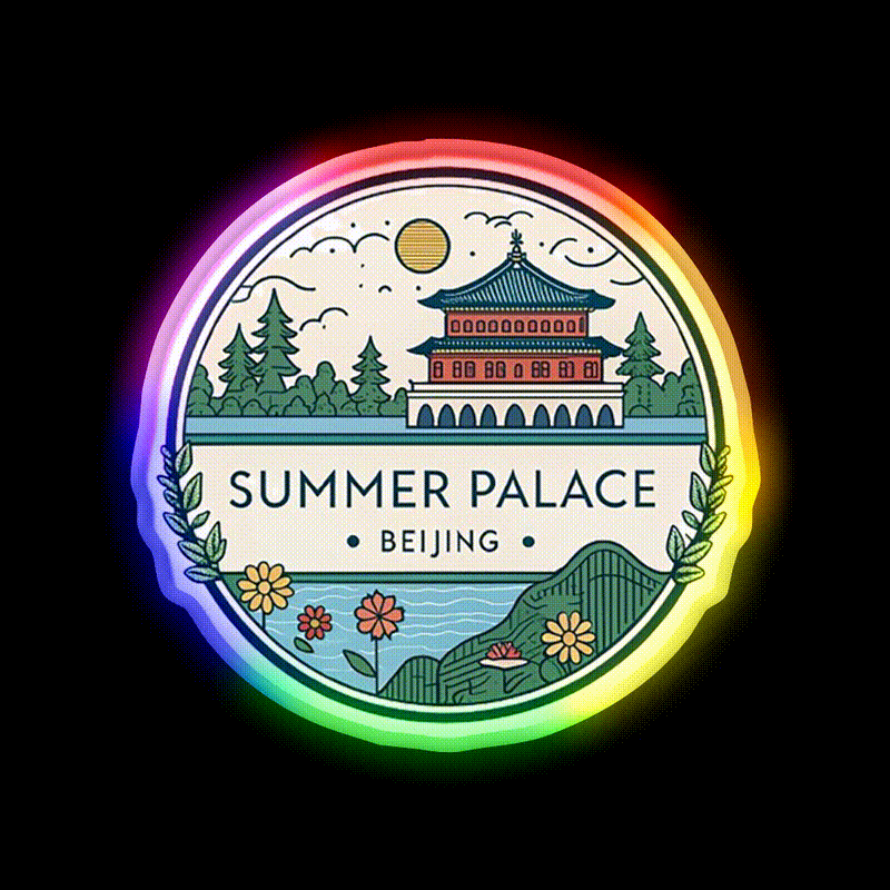 Summer Palace Beijing Asian Cultural Led Neon Sign Wall Art Rgb Color - LED neon sign close-up detail