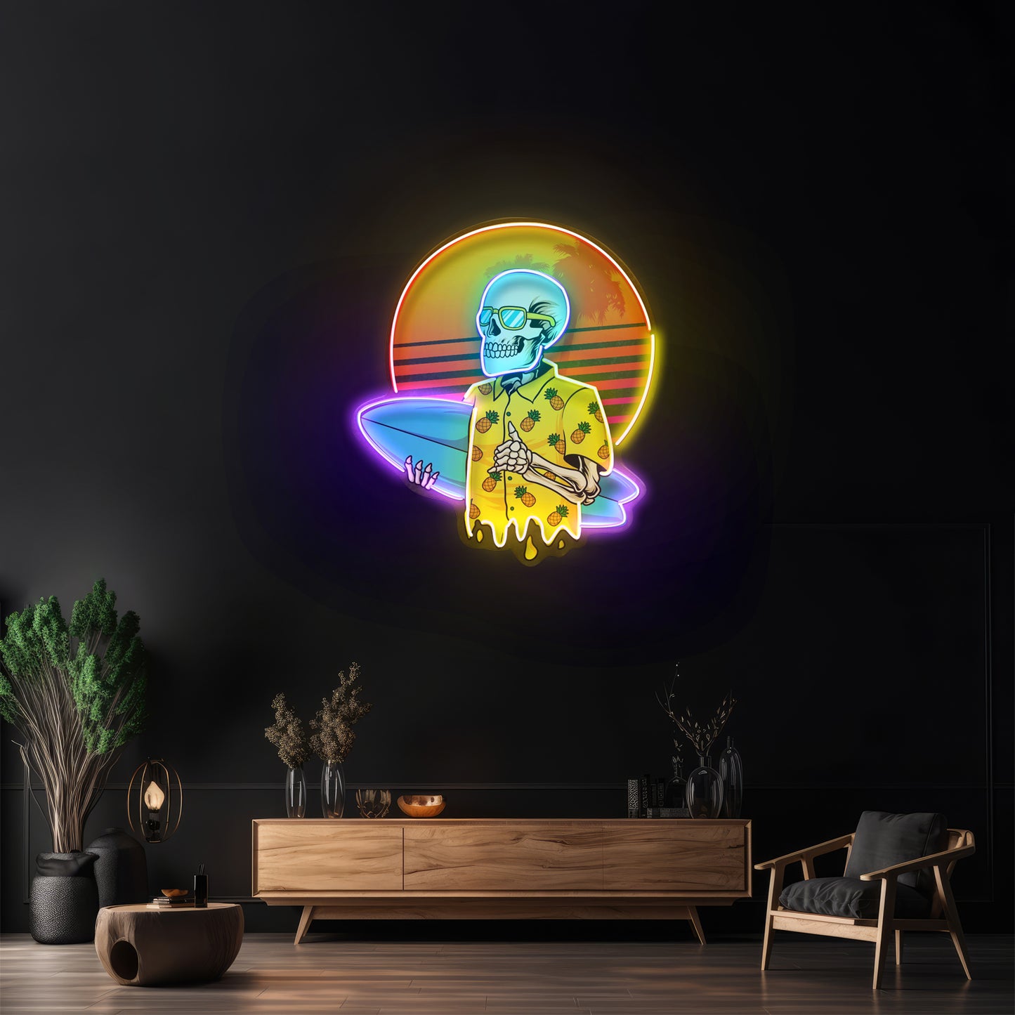 Summer Skull Vibe Led Neon Sign Light Custom Led Signs