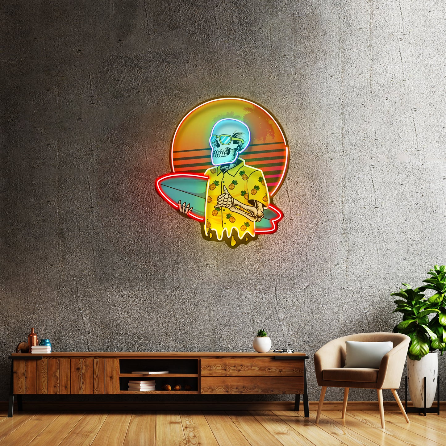 Summer Skull Vibe Led Neon Sign Light Custom Led Signs