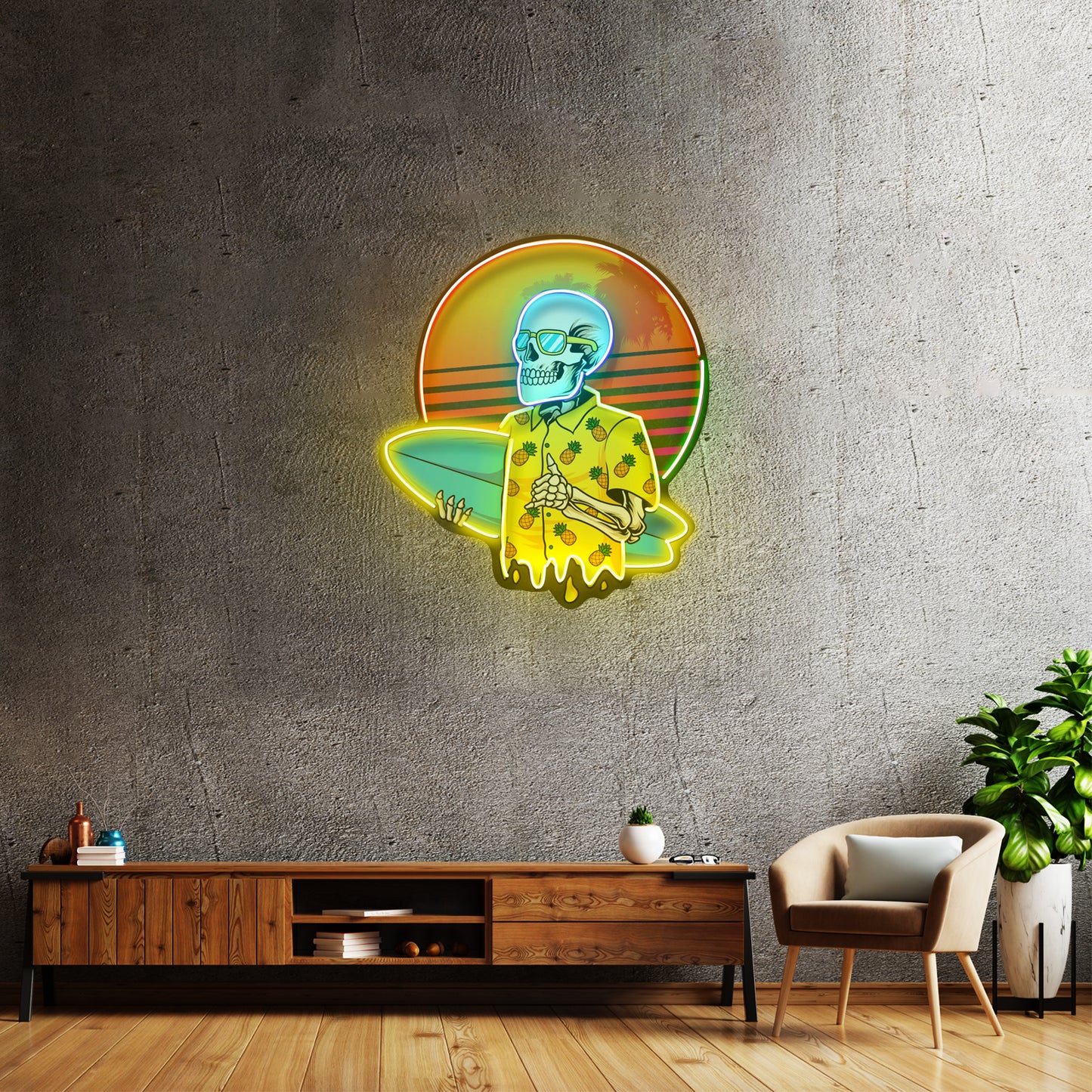 Summer Skull Vibe Led Neon Sign Light Custom Led Signs