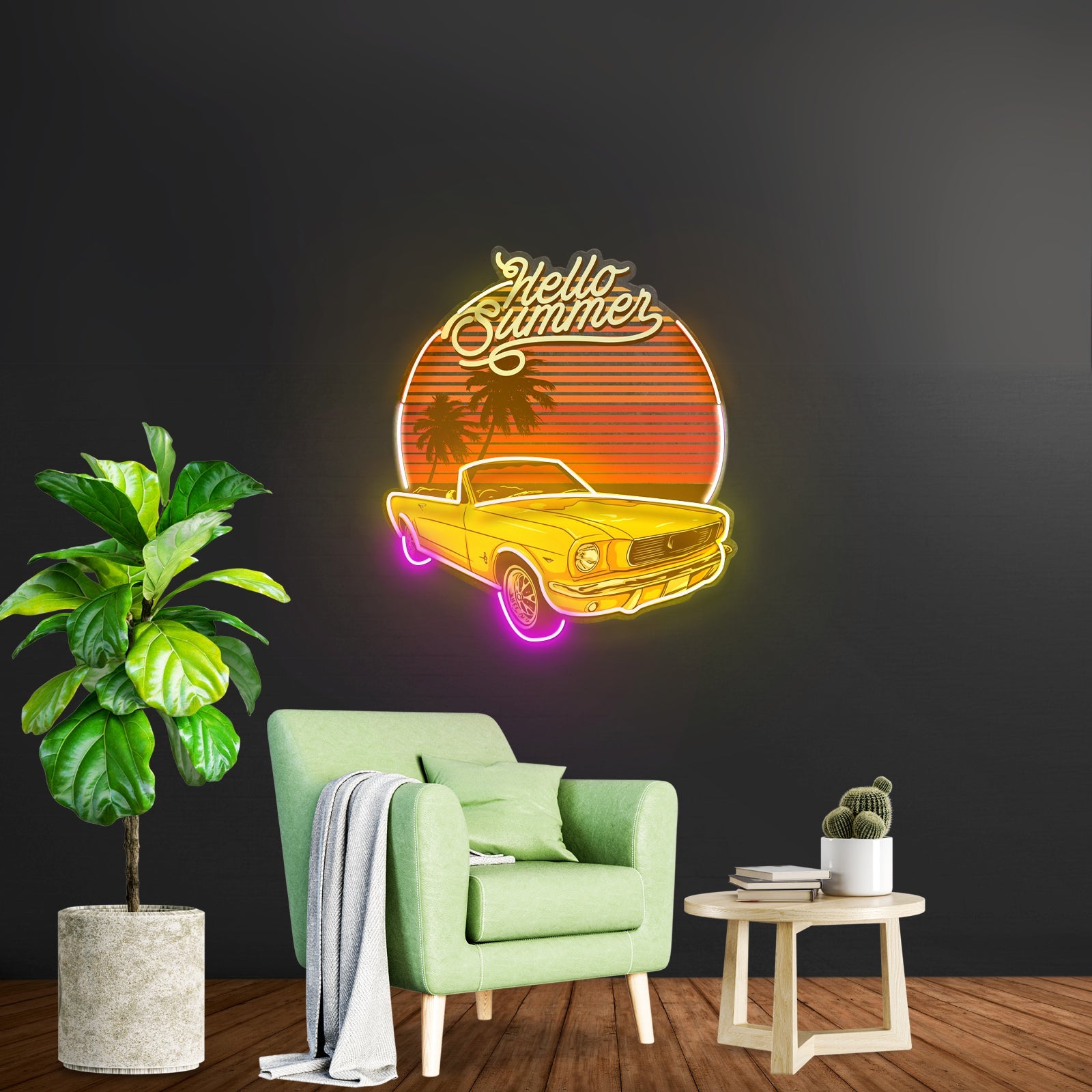 Summer Tropical Beach And Car Led Neon Sign Light Custom Led Signs - Shineneon