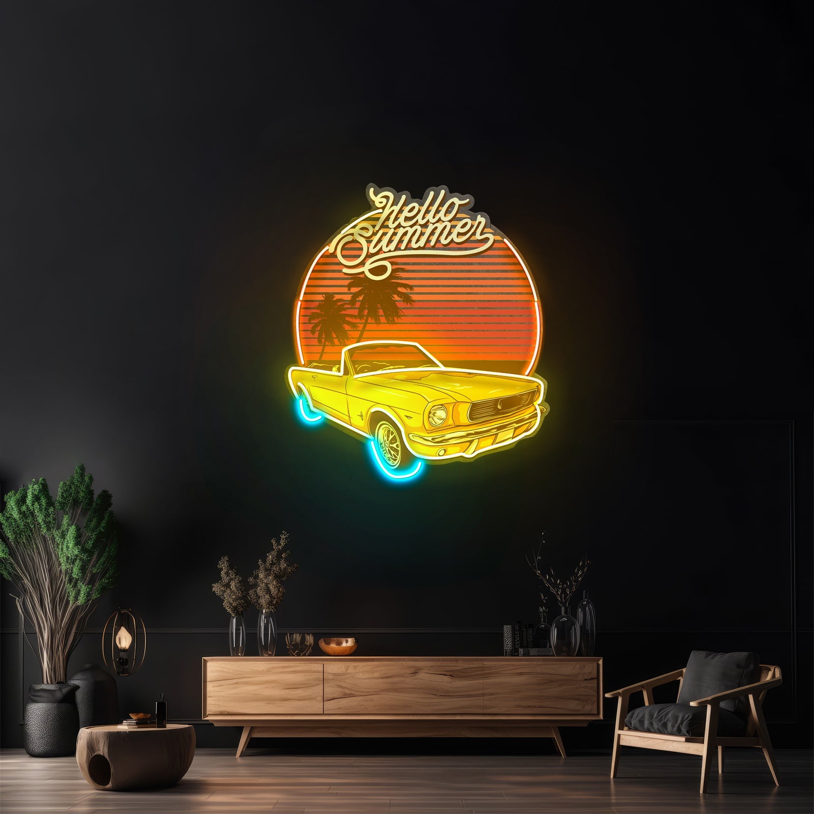 Summer Tropical Beach And Car Led Neon Sign Light Custom Led Signs - Shineneon