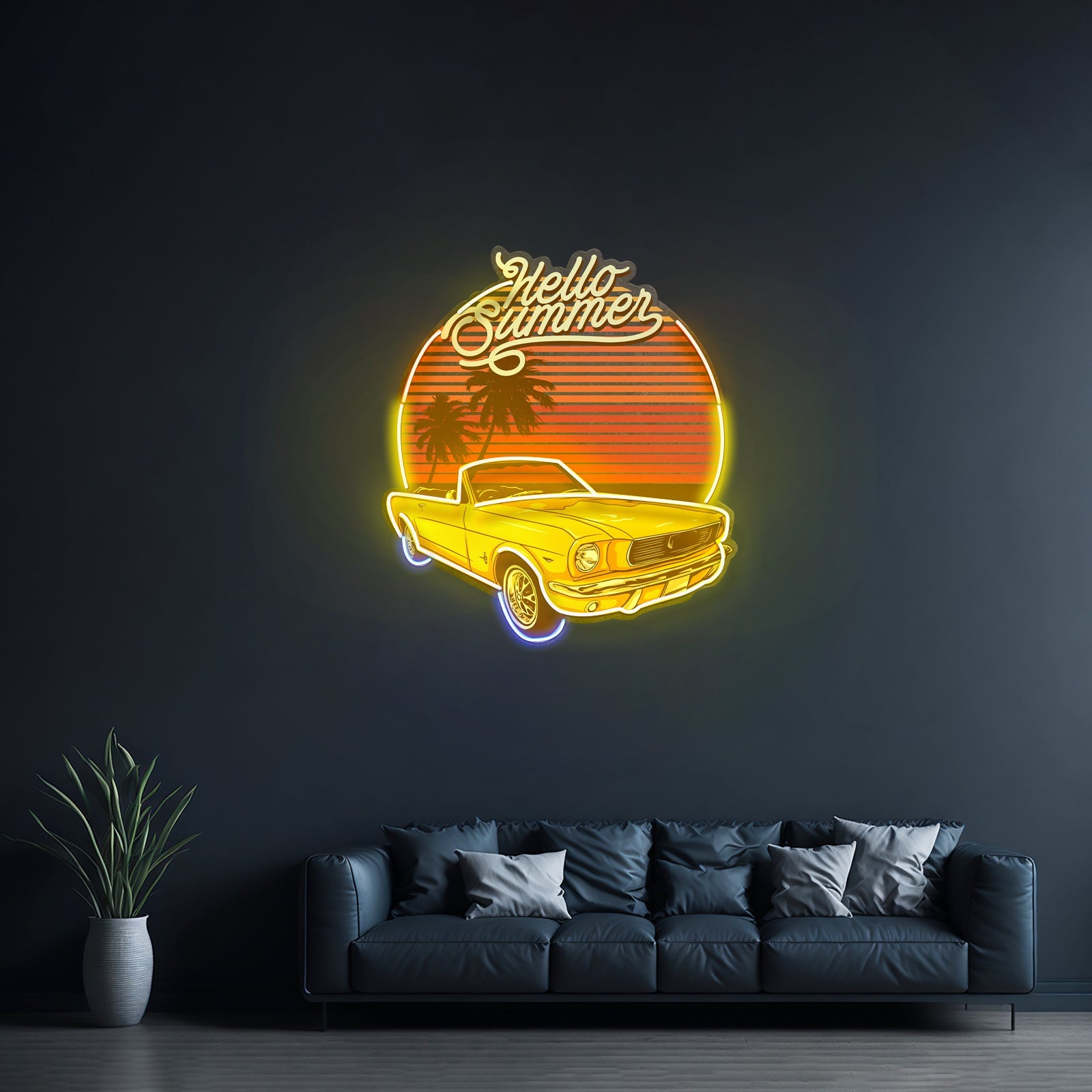 Summer Tropical Beach And Car Led Neon Sign Light Custom Led Signs - Shineneon