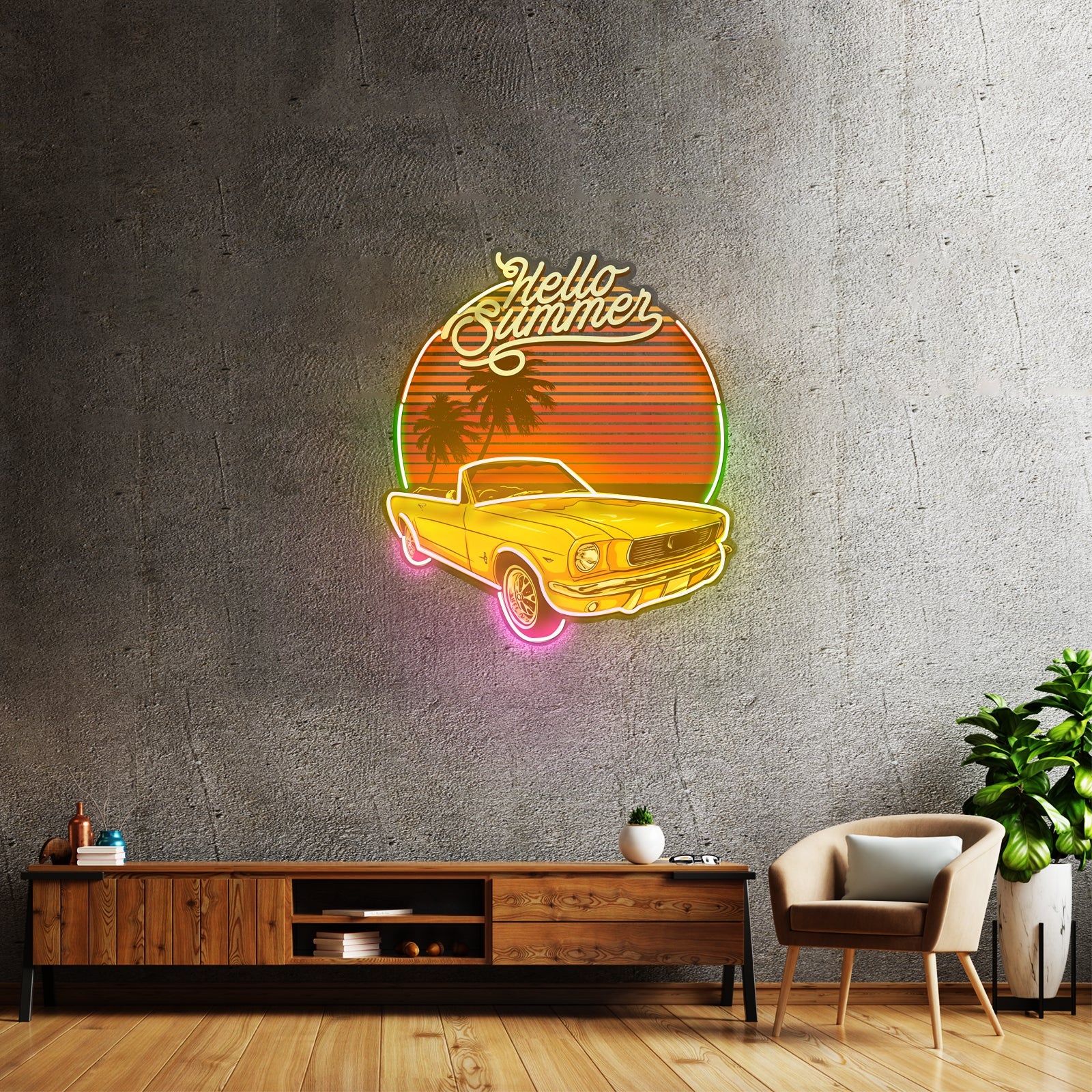 Summer Tropical Beach And Car Led Neon Sign Light Custom Led Signs - Shineneon