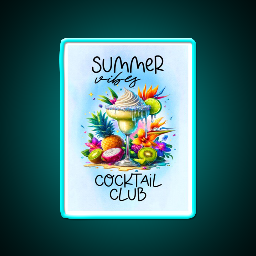 Summer Vibes Cocktail Club Cocktail Bar Decor Led Neon Sign Rgb Color - Size and dimension reference