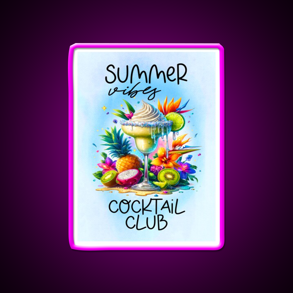 Summer Vibes Cocktail Club Cocktail Bar Decor Led Neon Sign Rgb Color - Neon sign mounted on wall in room