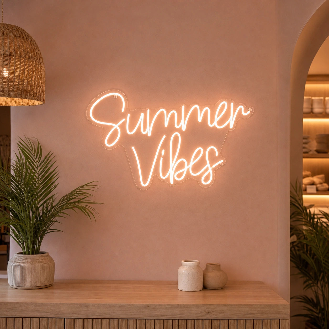 Summer Vibes Wall Decor LED Neon Sign Garage Man Cave Neon Sign real lifestyle scene