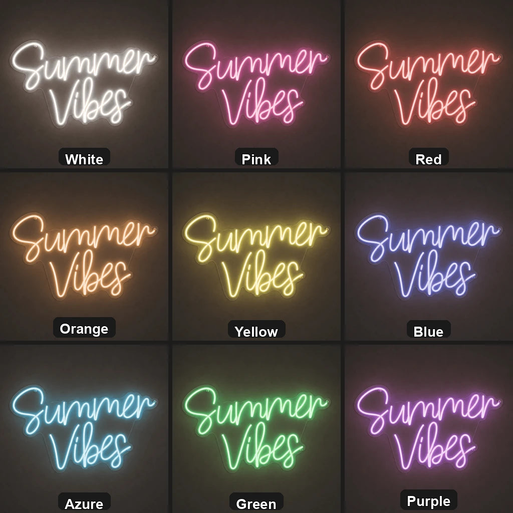 Summer Vibes Wall Decor LED Neon Sign Garage Man Cave Neon Sign color grid