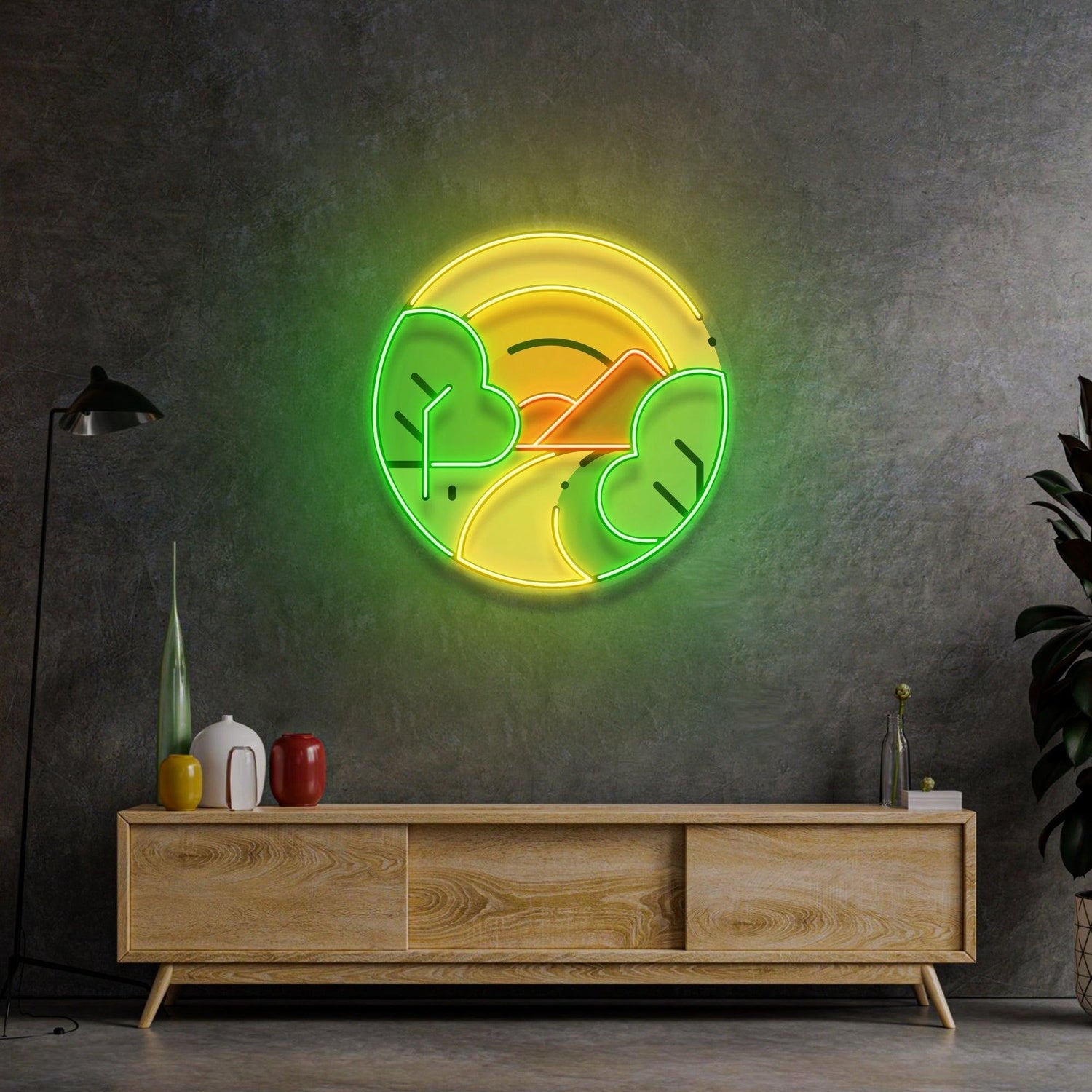 Sun Dawn Mountain Uv Printed Led Neon Sign For Living Room | Shineneon