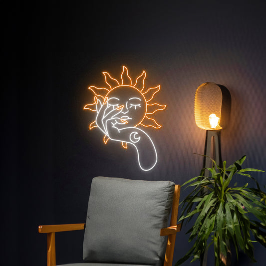 Sun Moon Girl Hand Led Light