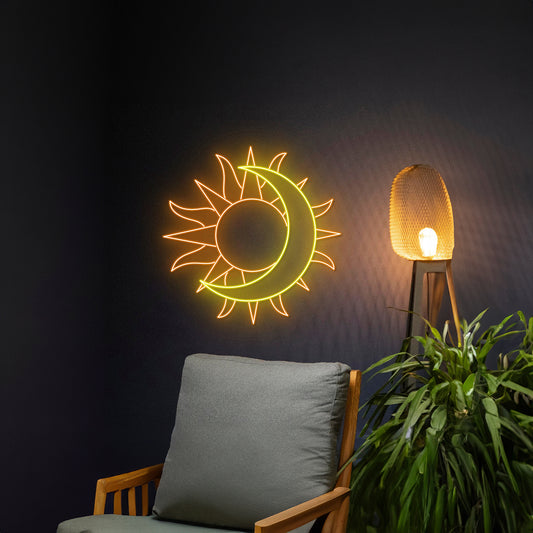 Sun Moon Neon Sign Wall Art Decor