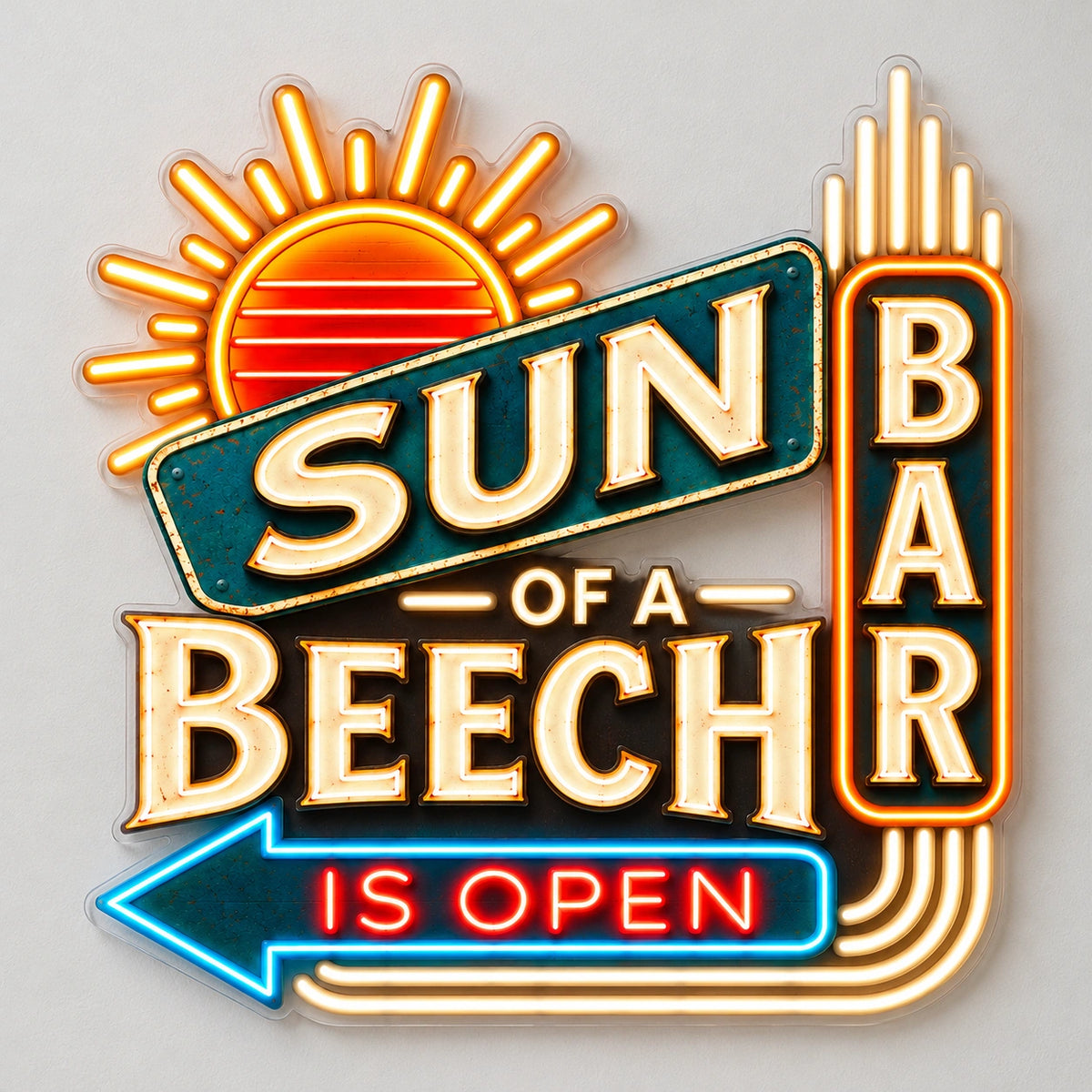 Sun Of A Beech Custom LED Neon Sign Waterproof | 4f60848f678274f8064447f8cb43d90c2868e3c967fc77fa4ecd71a3b2854949 | natural_light