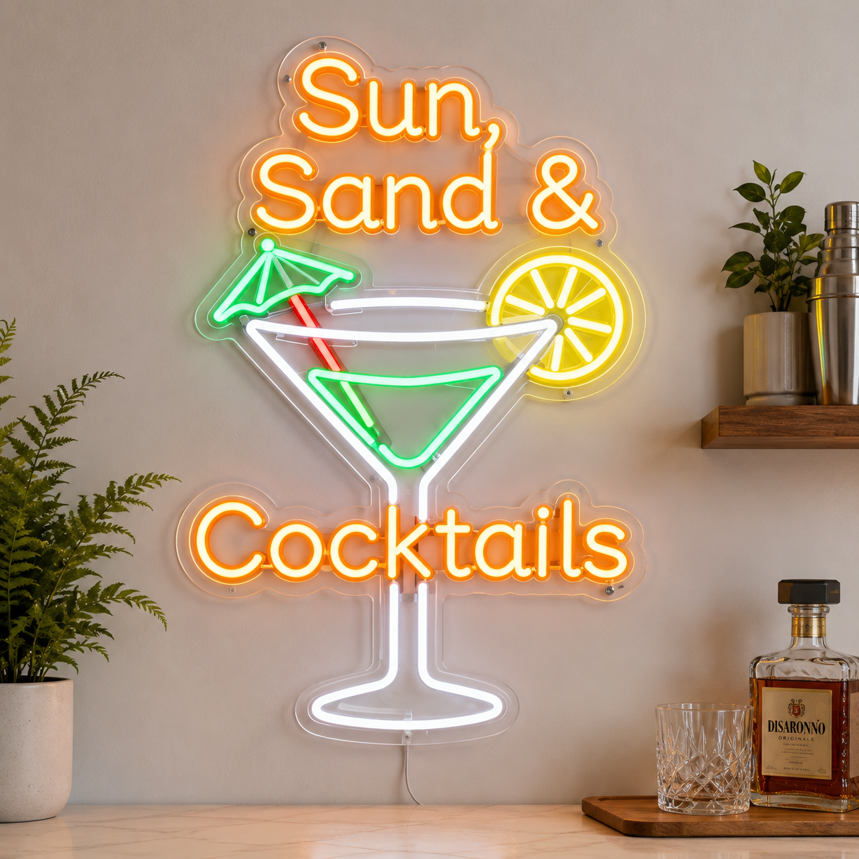 Sun Sand Cocktail Neon Sign Waterproof Beach Bar LED Light LED Neon Sign main product image