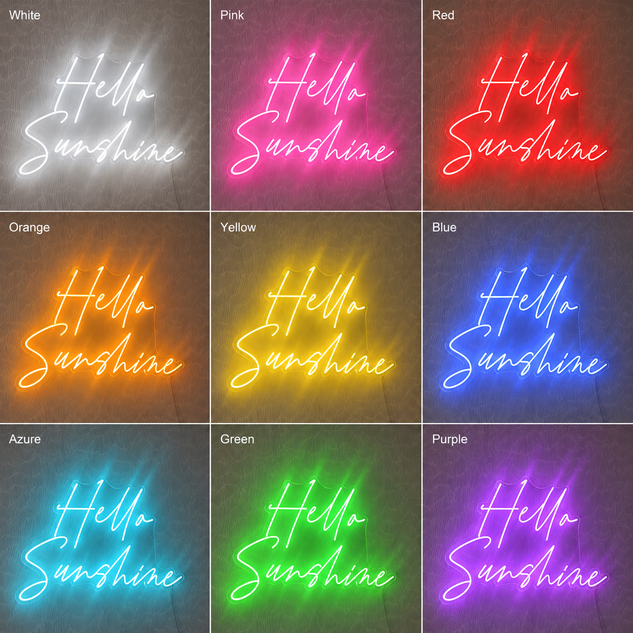 Sun Wall Decor LED Neon Sign color grid