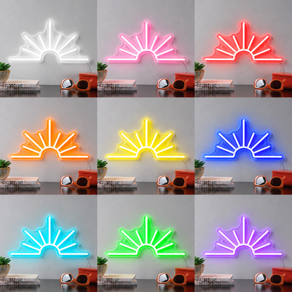 Sun Wall Decor White LED Neon Sign color grid