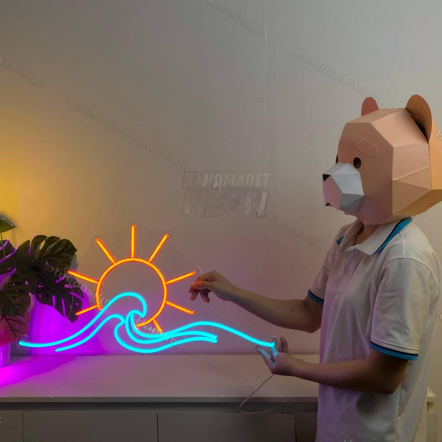 Sun Waves Led Neon Sign Line Art Led Neon Sign | Shineneon
