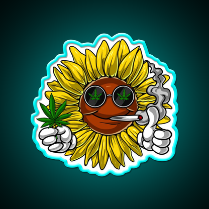 Sunflower Hippie Stoner Hemp Inspired Green Leaf Led Neon Sign Rgb Color - Size and dimension reference