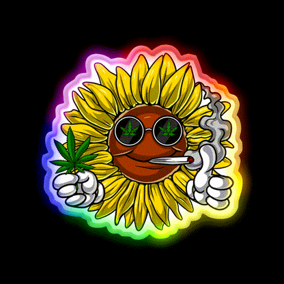 Sunflower Hippie Stoner Hemp Inspired Green Leaf Led Neon Sign Rgb Color - LED neon sign close-up detail