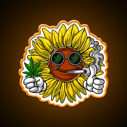 Sunflower Hippie Stoner Hemp Inspired Green Leaf Led Neon Sign Rgb Color - LED neon sign view 6