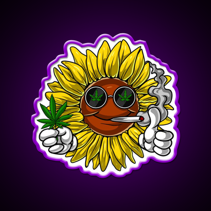 Sunflower Hippie Stoner Hemp Inspired Green Leaf Led Neon Sign Rgb Color - LED neon sign view 9