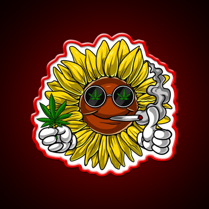 Sunflower Hippie Stoner Hemp Inspired Green Leaf Led Neon Sign Rgb Color - LED neon sign view 10