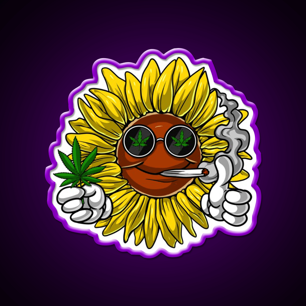 Sunflower Hippie Stoner Hemp Inspired Green Leaf Led Neon Sign Rgb Color - Shineneon