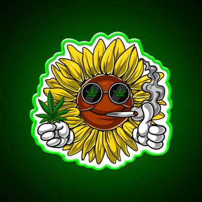 Sunflower Hippie Stoner Hemp Inspired Green Leaf Led Neon Sign Rgb Color - Shineneon