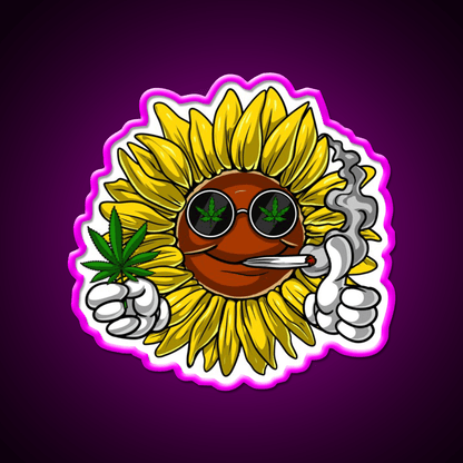 Sunflower Hippie Stoner Hemp Inspired Green Leaf Led Neon Sign Rgb Color - Shineneon