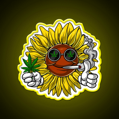 Sunflower Hippie Stoner Hemp Inspired Green Leaf Led Neon Sign Rgb Color - Custom LED neon sign front view