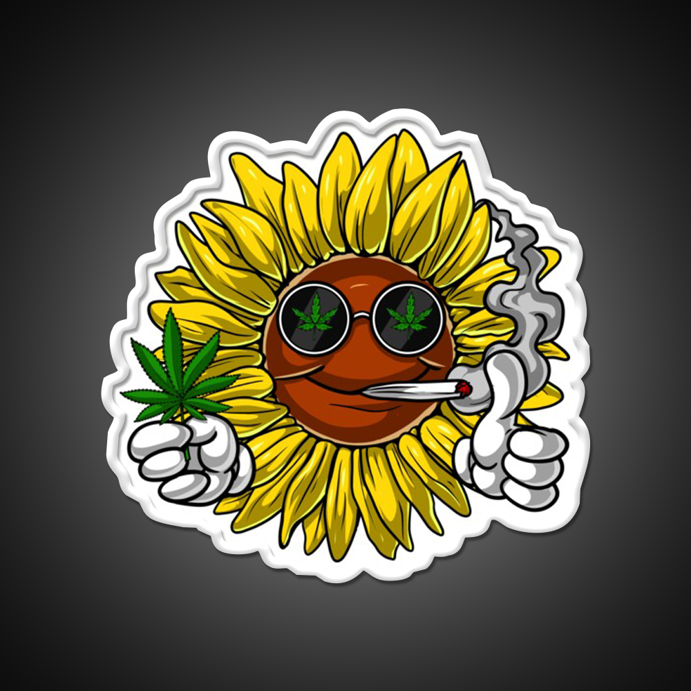 Sunflower Hippie Stoner Hemp Inspired Green Leaf Led Neon Sign Rgb Color - LED neon sign view 11